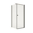 AURLANE - Porte de Douche Pivotante 80x180cm et Retour 90cm - Profil Noir - Verre 5mm - DARK ELEMENTARY - vignette
