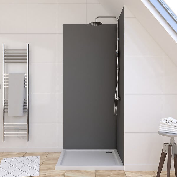 AURLANE - LOT de 2 Panneaux Muraux Aluminium GRIS 90+90x210 cm avec Profilés ANODISE BRILLANT - WALL'IT - large
