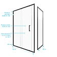 AURLANE - Porte de douche + Retour 140x90x200 cm - Verre 6 mm - Profilé Noir - CRUSH - vignette