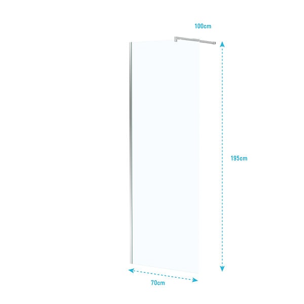 AURLANE - Paroi de Douche 70x195 cm en Verre Trempé 5 mm - Finition Chromé - CHROMED ELEMENTARY - large