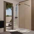 AURLANE - Paroi de Douche 120x200cm en Verre Trempé Transparent 8mm Anticalcaire - Profilé Noir Mat - LINA - vignette