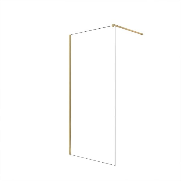 AURLANE - Paroi de Douche 100x195 cm en Verre Trempé 5 mm - Finition Or Brossé - GOLD ELEMENTARY - large