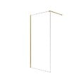 AURLANE - Paroi de Douche 100x195 cm en Verre Trempé 5 mm - Finition Or Brossé - GOLD ELEMENTARY - vignette