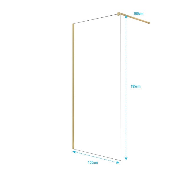 AURLANE - Paroi de Douche 100x195 cm en Verre Trempé 5 mm - Finition Or Brossé - GOLD ELEMENTARY - large