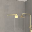 AURLANE - Paroi de Douche 140x200cm Verre Transparent - Barre de Fixation Extensible et Profil Or Brossé - vignette