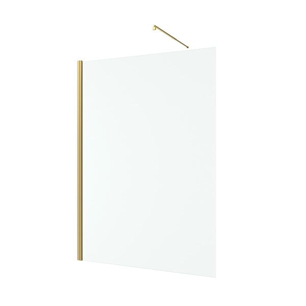 AURLANE - Paroi de Douche 140x200cm Verre Transparent - Barre de Fixation Extensible et Profil Or Brossé - large