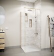 AURLANE - Retour pour Porte de Douche 90x195cm Verre Trempe 8mm Anticalcaire - Alu Or Brosse - GOLD ELEMENTARY - vignette