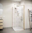 AURLANE - Retour pour Porte de Douche 90x195cm Verre Trempe 8mm Anticalcaire - Alu Or Brosse - GOLD ELEMENTARY - vignette