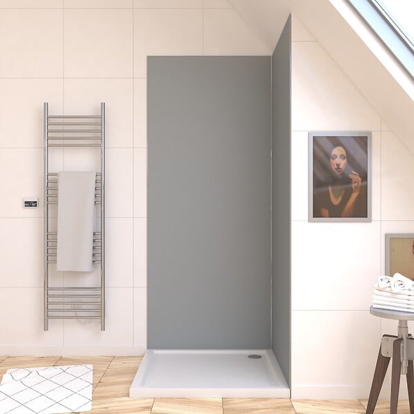 AURLANE - Panneau Mural Finition Aluminium Gris Clair Silver 90 x 210 cm - WALL'IT SILVER - large