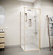 AURLANE - Porte de Douche Pivotante 70x180cm et Retour 90cm - Profil Or Brosse - Verre 5mm - GOLD ELEMENTARY - vignette