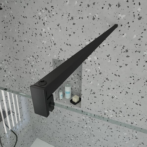 AURLANE - Paroi de Douche 50x195 cm en Verre Trempé 5 mm - Finition Noire - DARK ELEMENTARY - large
