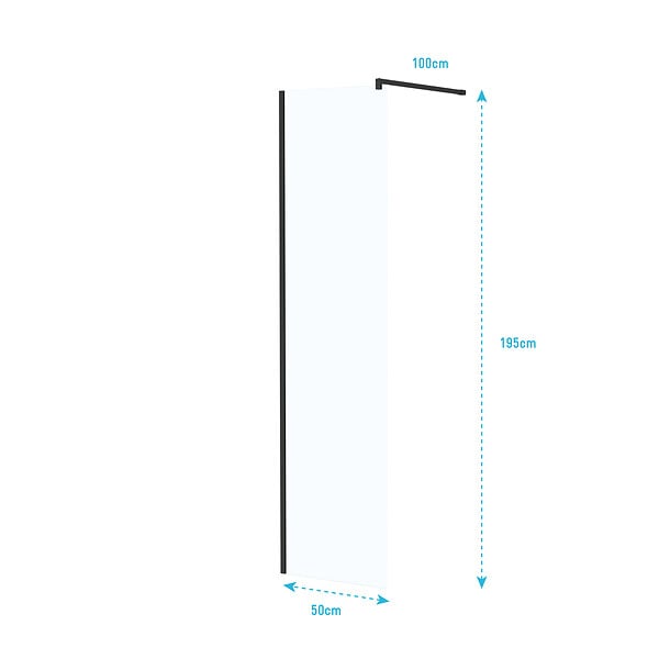 AURLANE - Paroi de Douche 50x195 cm en Verre Trempé 5 mm - Finition Noire - DARK ELEMENTARY - large