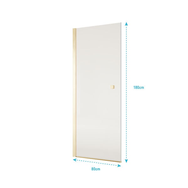 AURLANE - Porte de Douche Pivotante 80x180 cm en Verre Trempe 5 mm - Finition Or Brosse - GOLD ELEMENTARY - large