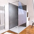 AURLANE - Panneaux Muraux Silver Grey 90+120x210 - Receveur 120x90 - Paroi 8mm Dépolie 120x200 + Bras - vignette