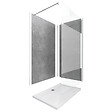 AURLANE - Panneaux Muraux Silver Grey 90+120x210 - Receveur 120x90 - Paroi 8mm Dépolie 120x200 + Bras - vignette