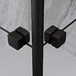 AURLANE - Portes de Douche en Angle 90x90x190 cm - Motifs carrés - Profilés Noir Mat - BLACK CUBE - vignette