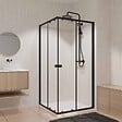 AURLANE - Ensemble portes de douche coulissantes extensibles Noir 80/90x185cm - BLACK SLIDE 80-90 - vignette