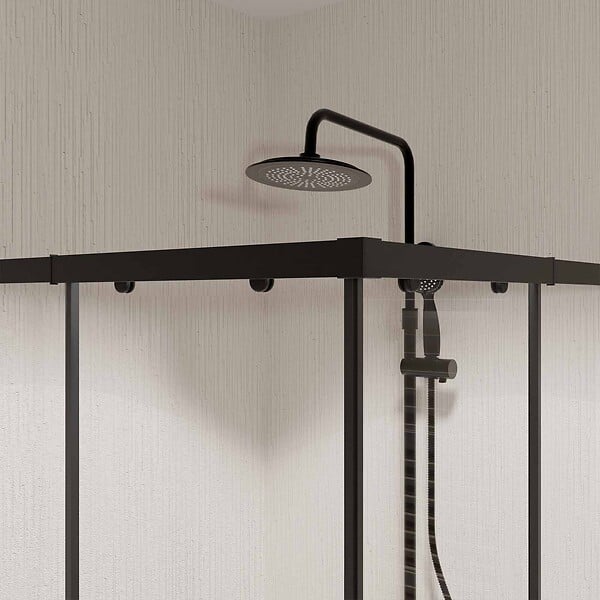 AURLANE - Ensemble portes de douche coulissantes extensibles Noir 80/90x185cm - BLACK SLIDE 80-90 - large