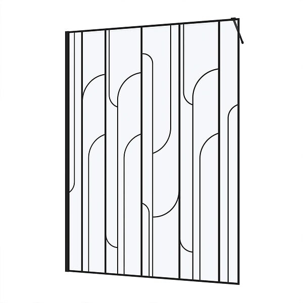 AURLANE - Paroi de douche à l'italienne 140x195cm Sérigraphie Art Déco Arrondie - Noir Mat - GATSBY - large
