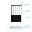 AURLANE - Pack Paroi de douche 120x200 cm noir mat - verre trempe 5mm + Receveur extra plat à poser - caniveau - vignette