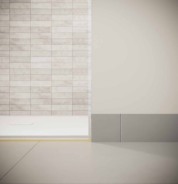 AURLANE - Porte de Douche Pivotante 70x180 cm en Verre Trempe 5 mm - Finition Or Brosse - GOLD ELEMENTARY - large