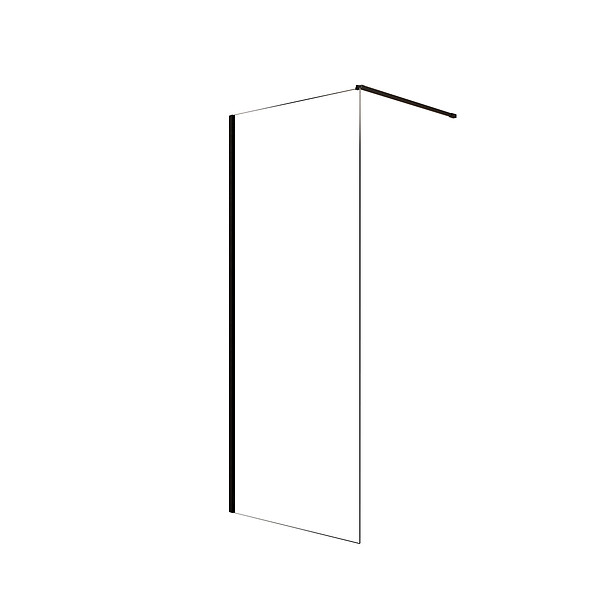 AURLANE - Paroi de Douche 80x200cm en Verre Trempé Transparent 8mm Anticalcaire - Profilé Noir Mat - LINA - large