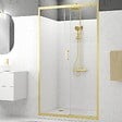 AURLANE - Porte de douche Coulissante 120x200cm - Profilés Or Doré Brossé - Verre Trempé 6mm - GOLDY CRUSH - vignette