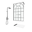 AURLANE - Paroi de Douche 120x195 Motif Verrière + Receveur Blanc 80x120 + Colonne de Douche Noire Mécanique - vignette
