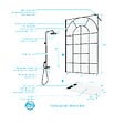 AURLANE - Paroi de Douche 120x195 Motif Verrière + Receveur Blanc 80x120 + Colonne de Douche Noire Mécanique - vignette