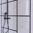 AURLANE - Paroi de Douche 120x195 Motif Verrière + Receveur Blanc 80x120 + Colonne de Douche Noire Mécanique - vignette