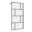 AURLANE - Paroi de douche a l'italienne serigraphie type Briques - 100x195cm - Profile noir mat - verre 5mm - vignette