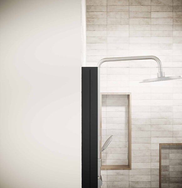 AURLANE - Porte de Douche Pivotante 70x180 cm en Verre Trempe 5 mm - Finition Noire - DARK ELEMENTARY - large