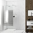 AURLANE - Paroi de Douche avec Bande Miroir 100x200cm - Verre 8mm - Profilé Chrome - FREEDOM 2 MIRROR - vignette