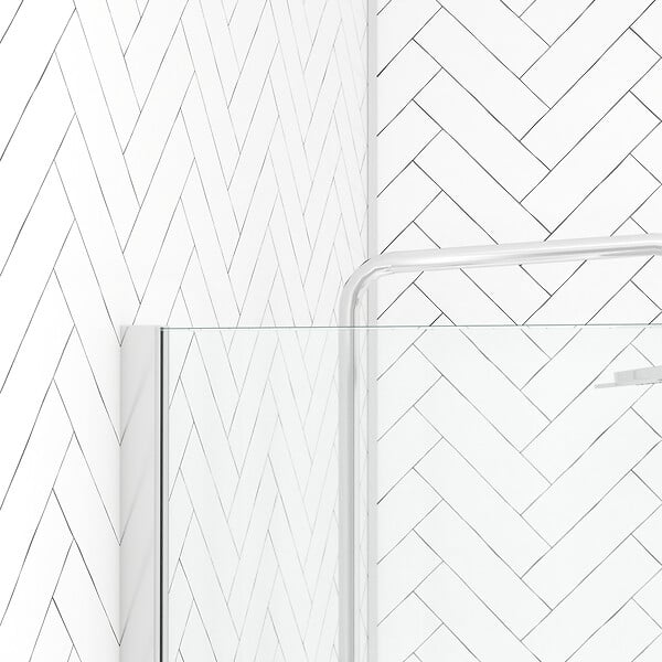AURLANE - Paroi de Douche avec Bande Miroir 100x200cm - Verre 8mm - Profilé Chrome - FREEDOM 2 MIRROR - large