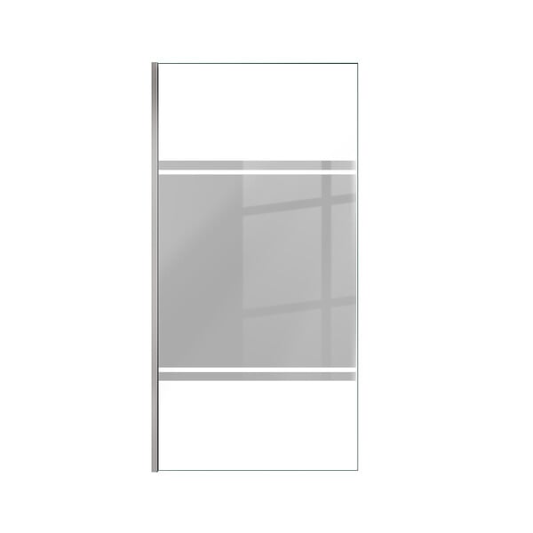 AURLANE - Paroi de Douche avec Bande Miroir 100x200cm - Verre 8mm - Profilé Chrome - FREEDOM 2 MIRROR - large