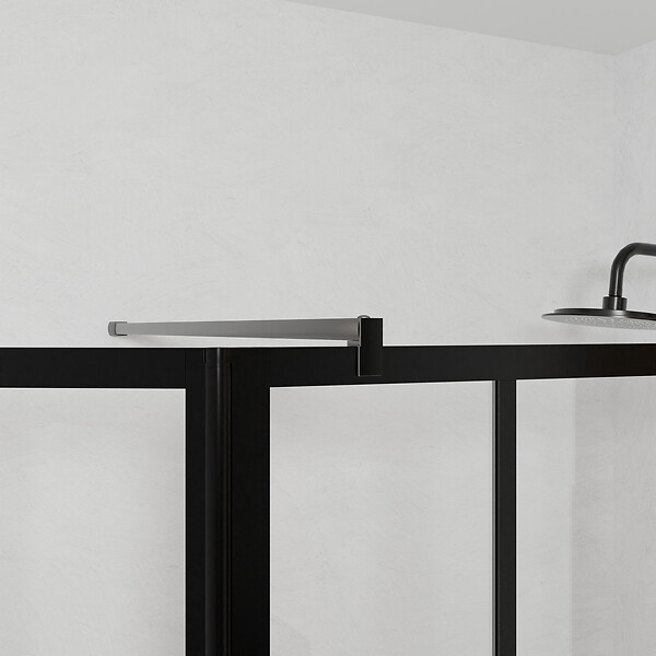 AURLANE - Paroi de Douche Façon Verrière avec Volet Pivotant - 120+40x200 cm - Verre Transparent et Noir - large