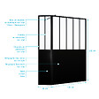 AURLANE - Paroi de Douche Façon Verrière avec Volet Pivotant - 120+40x200 cm - Verre Transparent et Noir - vignette