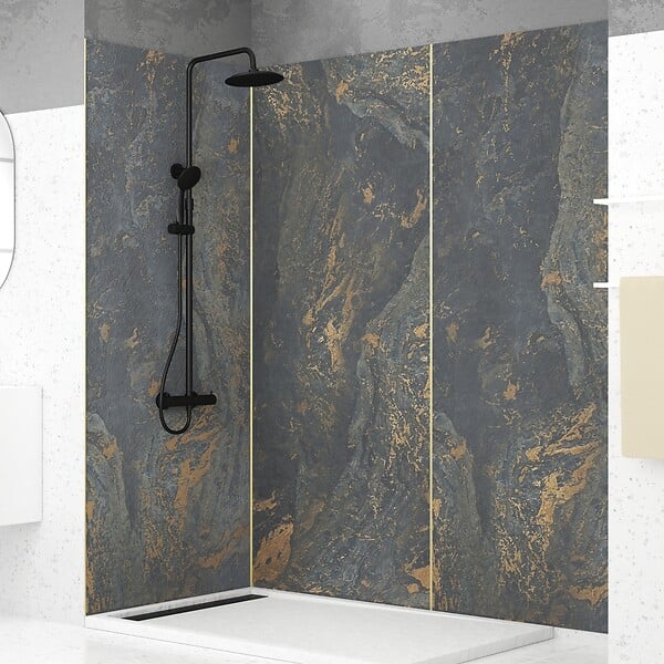 AURLANE - Profilé de jonction en Aluminium Finition Or Brossé pour Panneaux Muraux - 20x5x2100 mm - large
