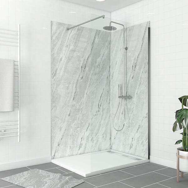 AURLANE - Pack de 2 Panneaux Muraux Pierre Artic Storm 90+120x210 cm avec Profilés ANODISE BRILLANT - STONE'IT - large