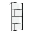 AURLANE - Paroi de douche a l'italienne serigraphie type Briques - 90x195cm - Profile noir mat - verre 5mm - vignette