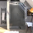 AURLANE - Porte de Douche Coulissante 120x200 cm Type Industriel - Aluminium Chromé - Verre Trempé 8 mm - vignette
