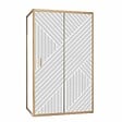 AURLANE - Porte de Douche Coulissante avec Retour 120x90x200cm Style Japandi Géométrique - Cadre Effet Bois - vignette