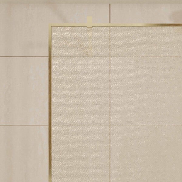AURLANE - Paroi de douche 120x200cm - Verre feuilleté avec tissu doré - Encadrement Or Doré Brossé - COUTURE - large