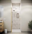 AURLANE - Porte de Douche Pivotante 70x195cm - Verre Trempe 8mm Anticalcaire - Alu Or Brosse - GOLD ELEMENTARY - vignette