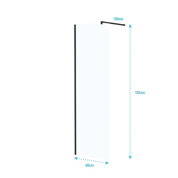 AURLANE - Paroi de Douche 60x195 cm en Verre Trempé 5 mm - Finition Noire - DARK ELEMENTARY - large