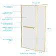 AURLANE - Paroi de Douche avec Volet Pivotant 90+40x200 cm - Porte-serviette + Etagère Finition Or Doré Brossé - vignette