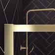 AURLANE - Paroi de Douche avec Volet Pivotant 90+40x200 cm - Porte-serviette + Etagère Finition Or Doré Brossé - vignette