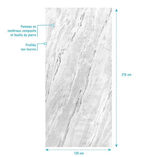 AURLANE - Panneau Mural Pierre Finition Artic Storm 120 x 210 cm - STONE'IT ARTIC STORM - large