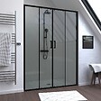 AURLANE - Porte de douche Double Coulissant 140x200 cm - Verre transparent - Profilé Noir - CRUSH - vignette