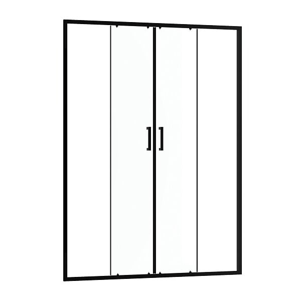 AURLANE - Porte de douche Double Coulissant 140x200 cm - Verre transparent - Profilé Noir - CRUSH - large